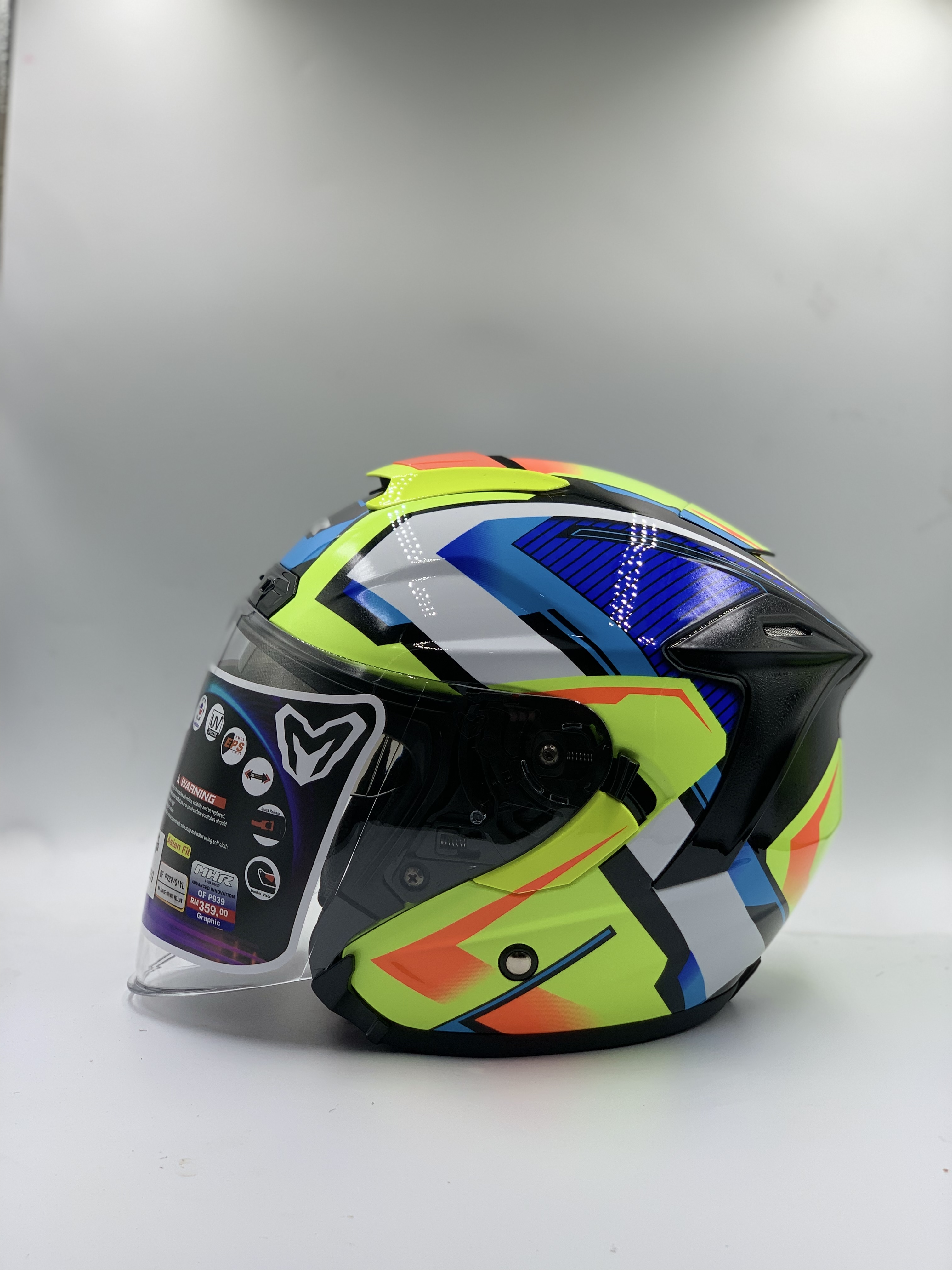 MHR Helmet Open Face BRINK YELLOW GRAPHIC (SIRIM)